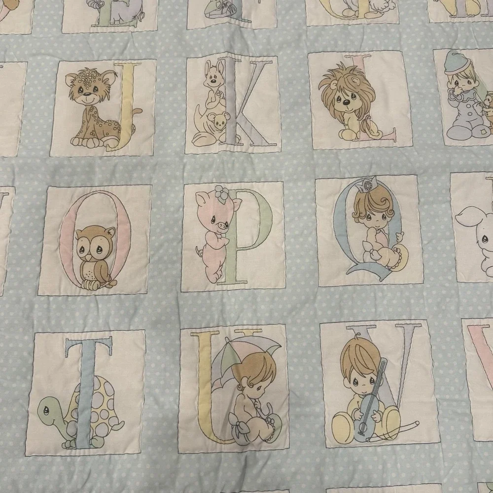 Precious Moments Alphabet ABC Handmade Baby Crib Quilt Blanket 33x45